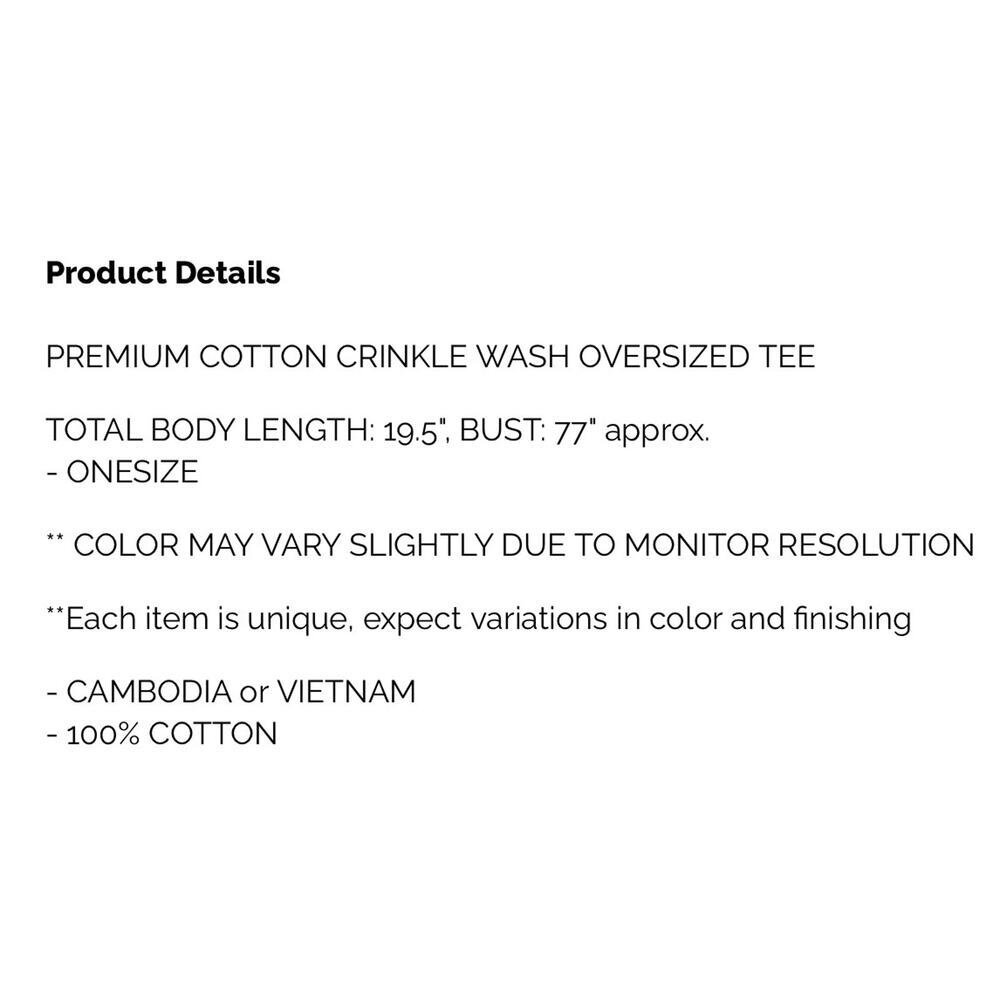 Zenana - Premium Cotton Crinkle Wash Oversized Tee - One Size - Picture 3 of 3